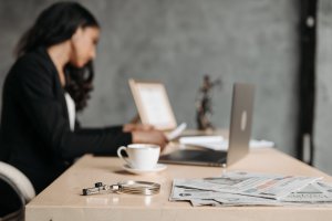 lady working at desk