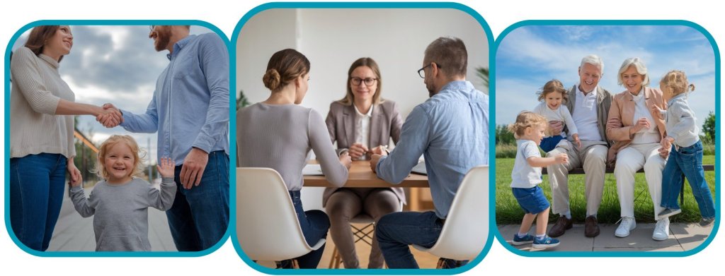 Family members negotiating child arrangements