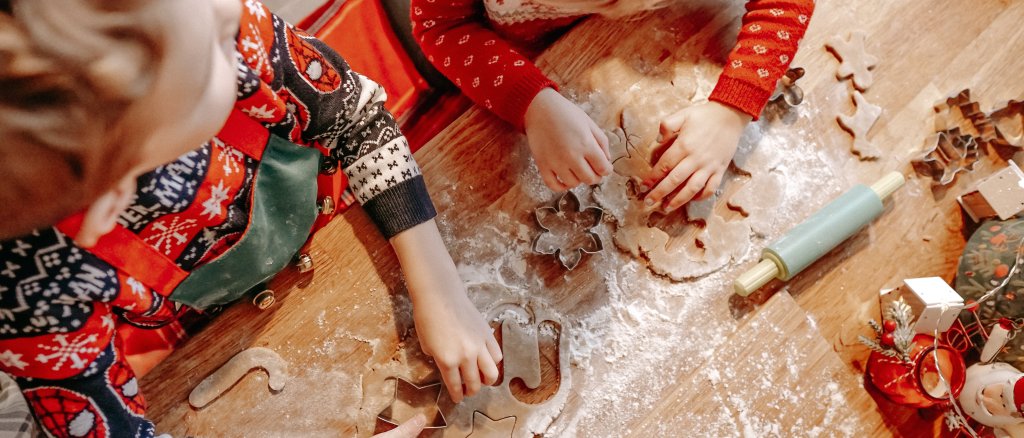 Children making Christmas cookies