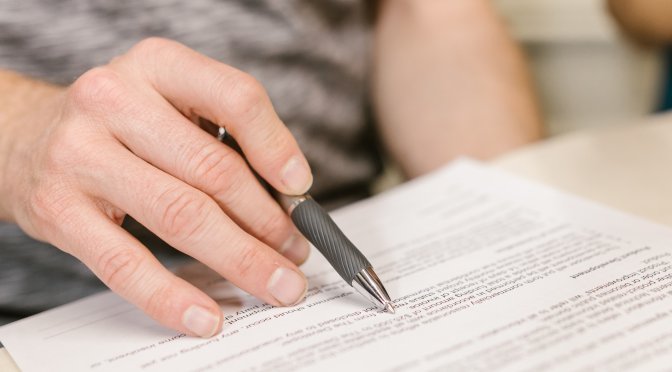 filling in a court form