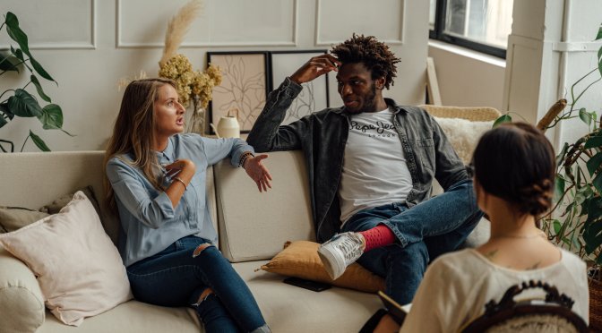 Young couple in mediation meetings