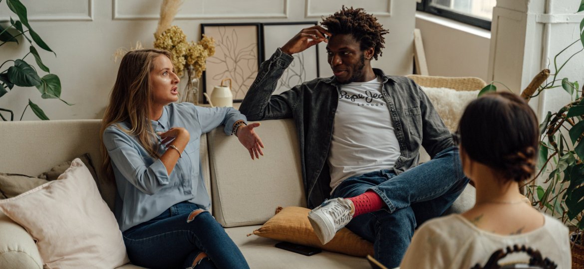 Young couple in mediation meetings