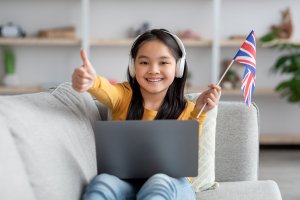 Little girl with a UK flag