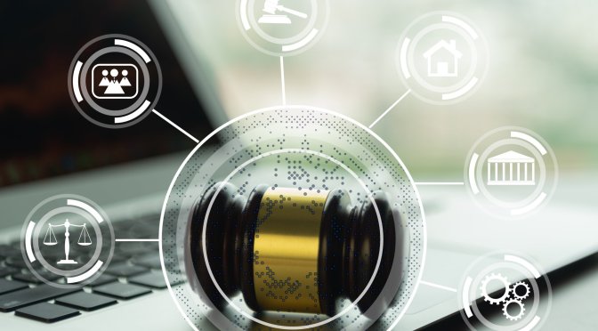 Gavel with legal icons