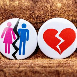 Illustration of a man and woman splitting up depicting divorce