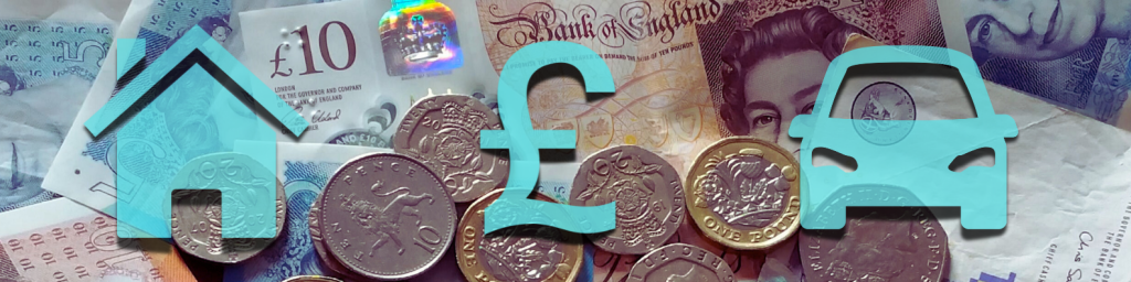 british pounds with symbols to depict division of assets