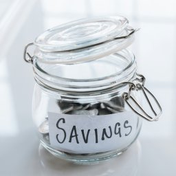 glass jar of savings