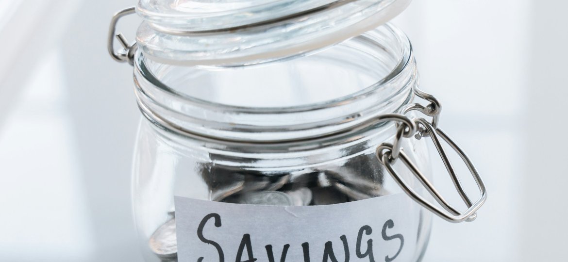 glass jar of savings