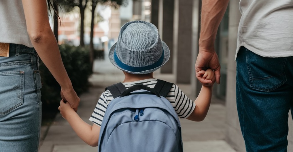 parents holding their childs hand